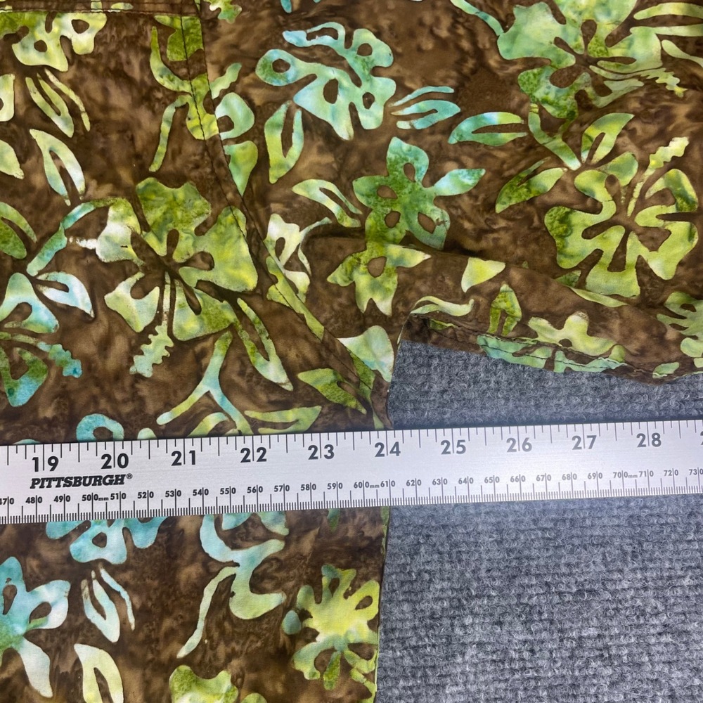 Pete Huntington Shirt Large Green Brown 100% Cotton Bali Handcrafted Floral Mens - Picture 5 of 6